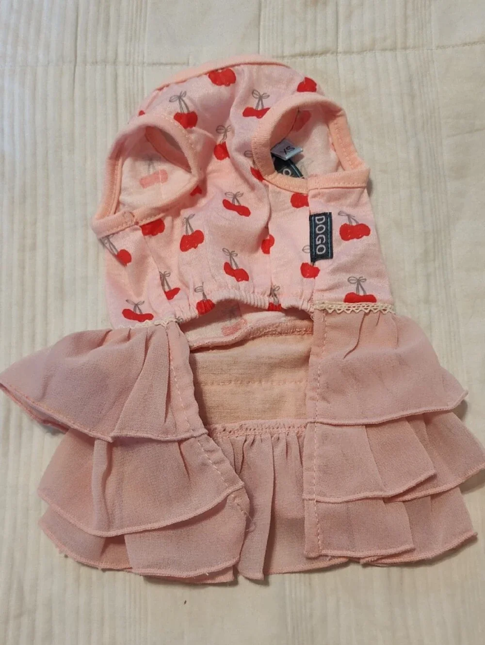 Pink Cherry Ruffle Dog Dress with Bow